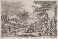 KG 05621
<br/>
Israëlieten verzamelen manna in de woestijn
<br/>
<em>Ossenbeeck, Jan van (ca. 1624-1674)</em>